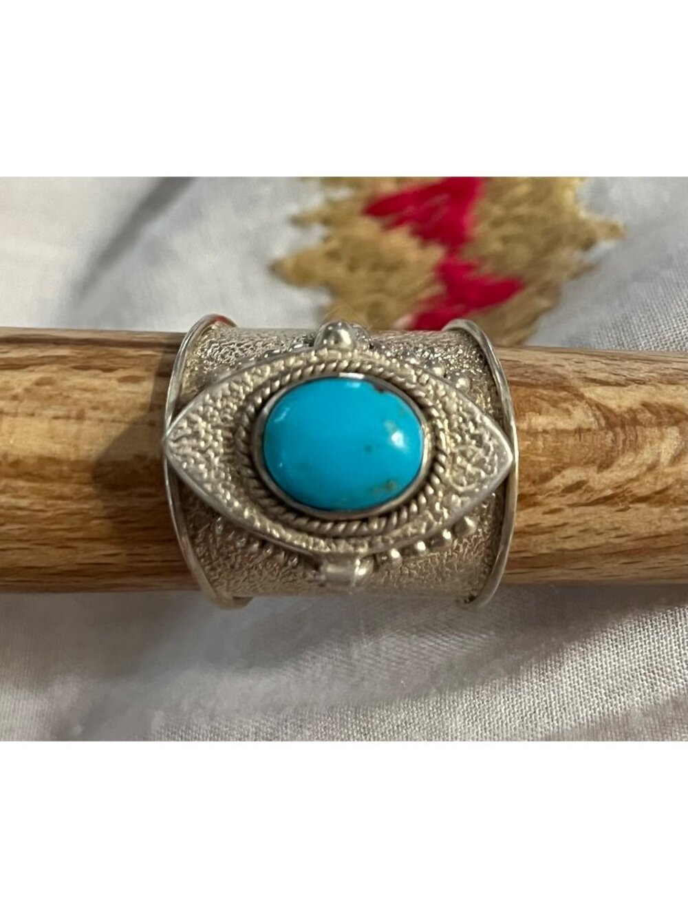 Handcrafted Silver Turquoise Poison Ring With Hinged Secret Compartment